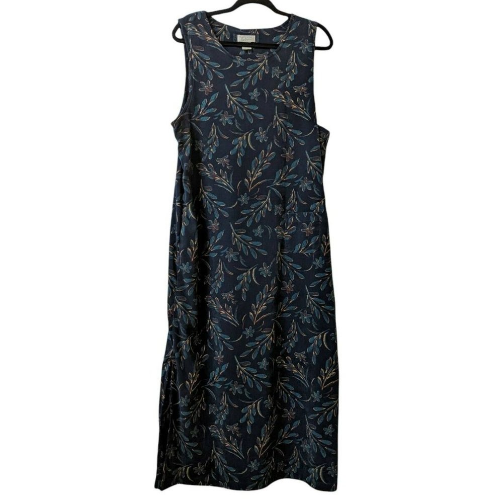 Christopher & Banks Womens A Line Jumper Dress Blue Green Floral Pocket Sz 12